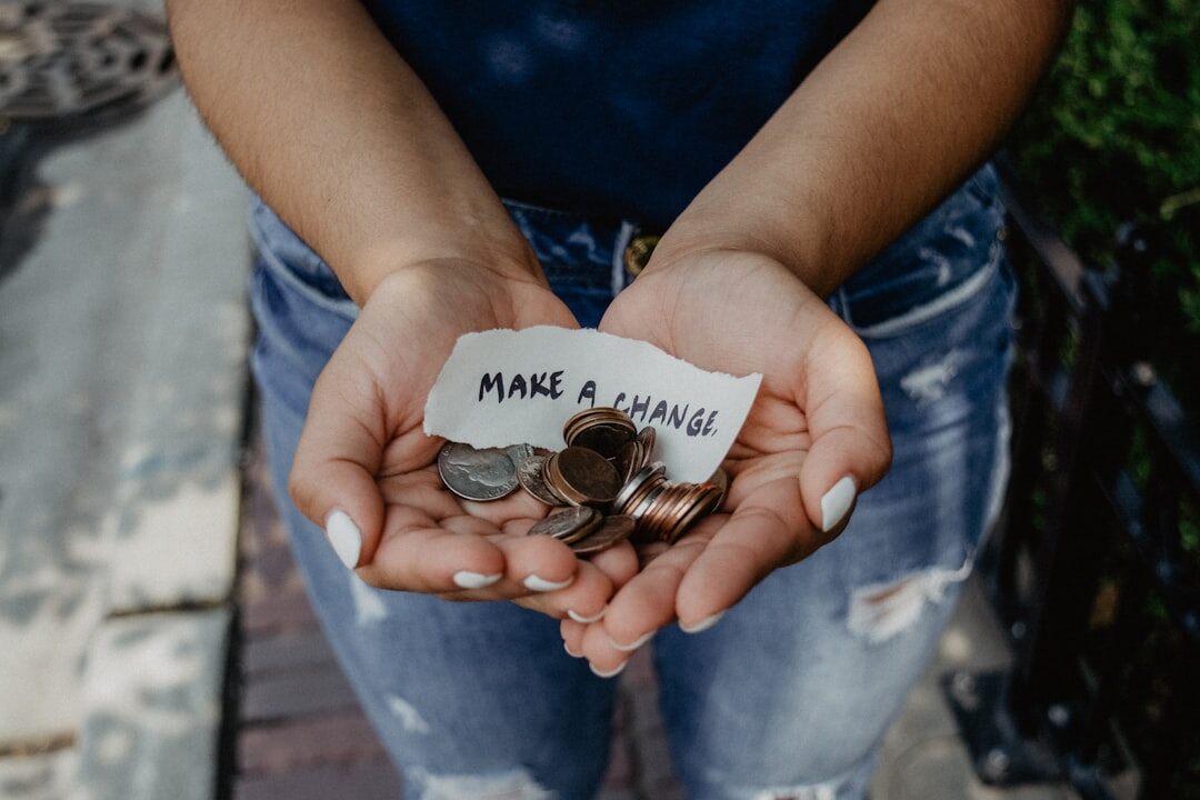 businesswoman giving donation